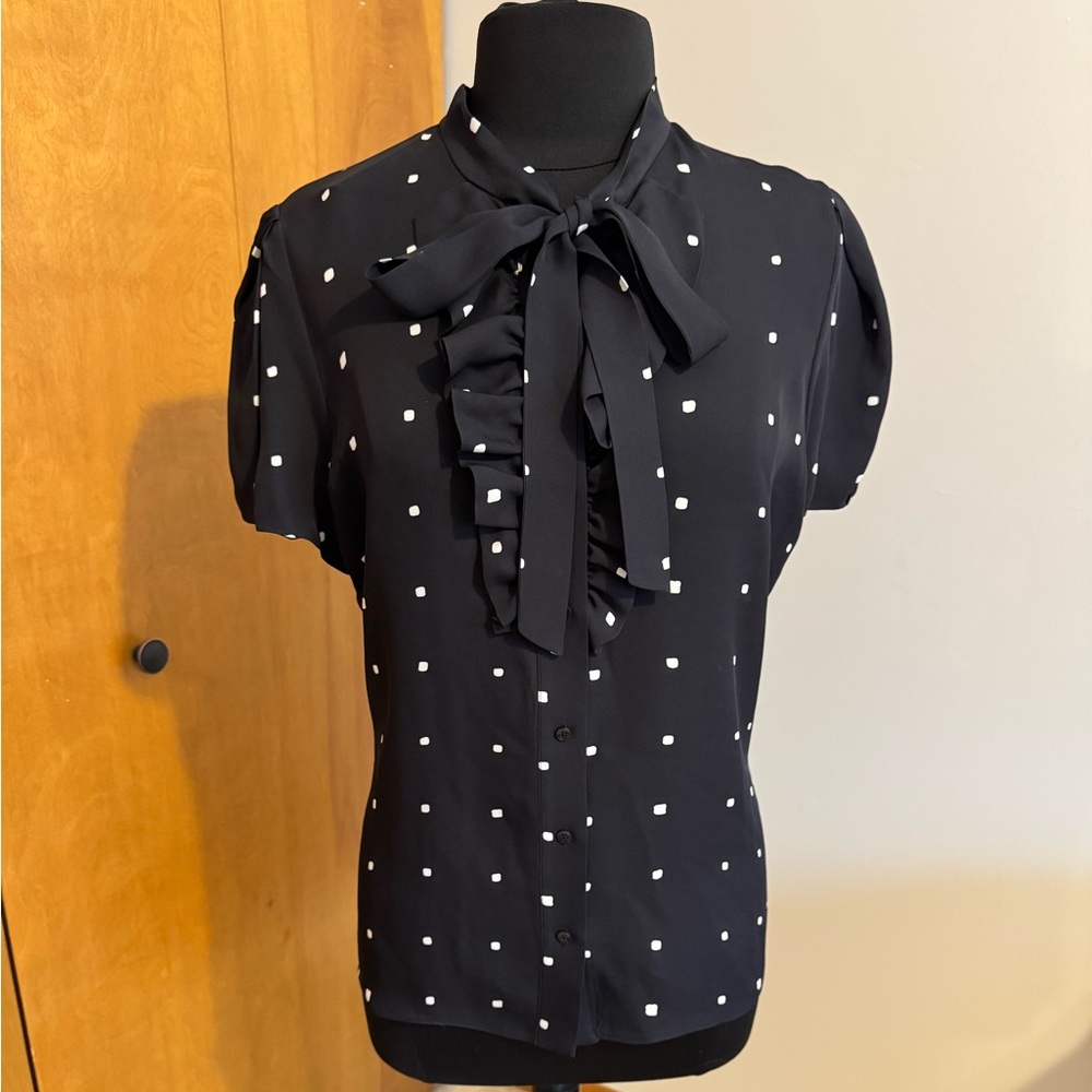 Elegant Black and White Polka Dot Blouse